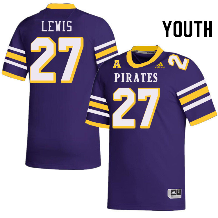 Youth #27 O'Marion Lewis ECU Pirates College Football Jerseys Stitched-Throwback